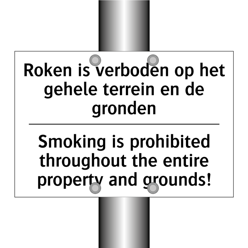 Roken is verboden op het gehele /.../ - Smoking is prohibited throughout /.../