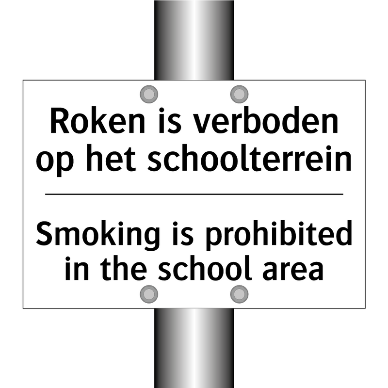 Roken is verboden op het schoolterrein/.../ - Smoking is prohibited in the school /.../