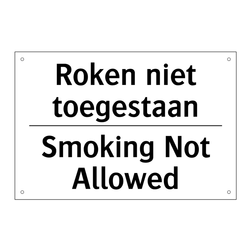 Roken niet toegestaan - Smoking Not Allowed