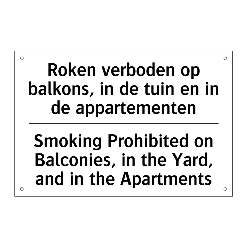 Roken verboden op balkons, in /.../ - Smoking Prohibited on Balconies, /.../