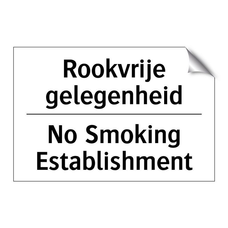 Rookvrije gelegenheid - No Smoking Establishment