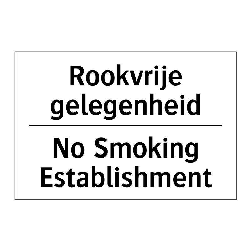 Rookvrije gelegenheid - No Smoking Establishment