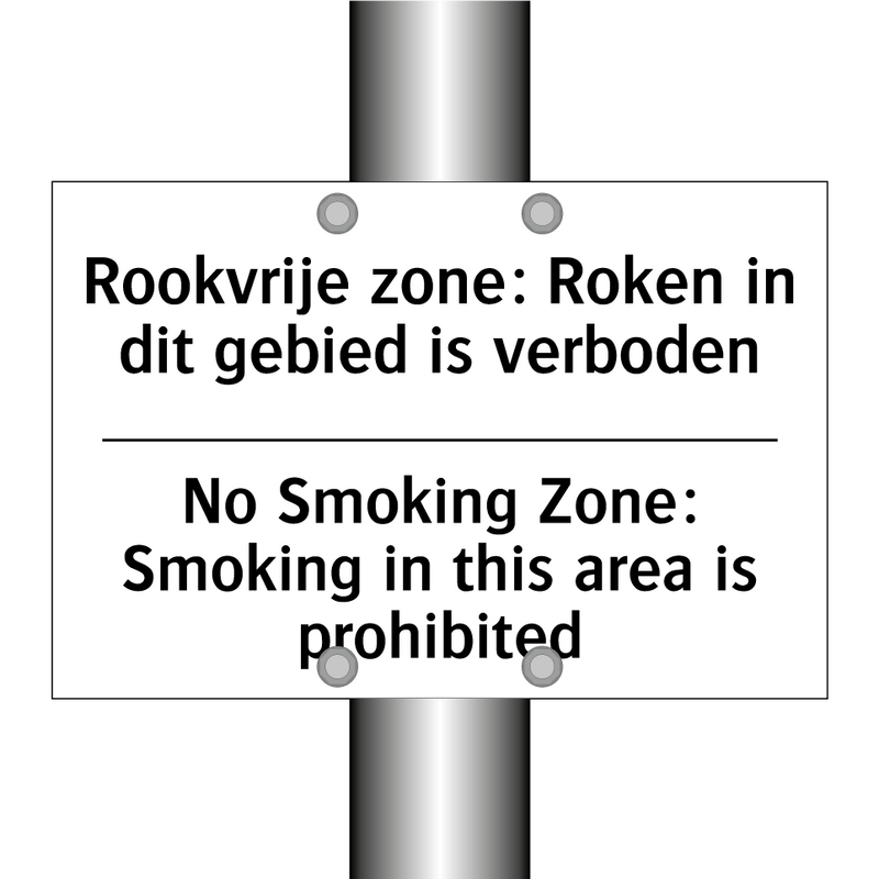 Rookvrije zone: Roken in dit gebied /.../ - No Smoking Zone: Smoking in this /.../