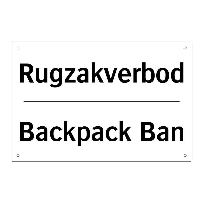 Rugzakverbod - Backpack Ban