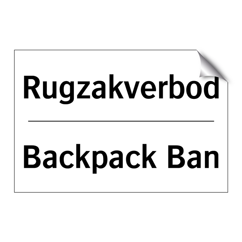 Rugzakverbod - Backpack Ban