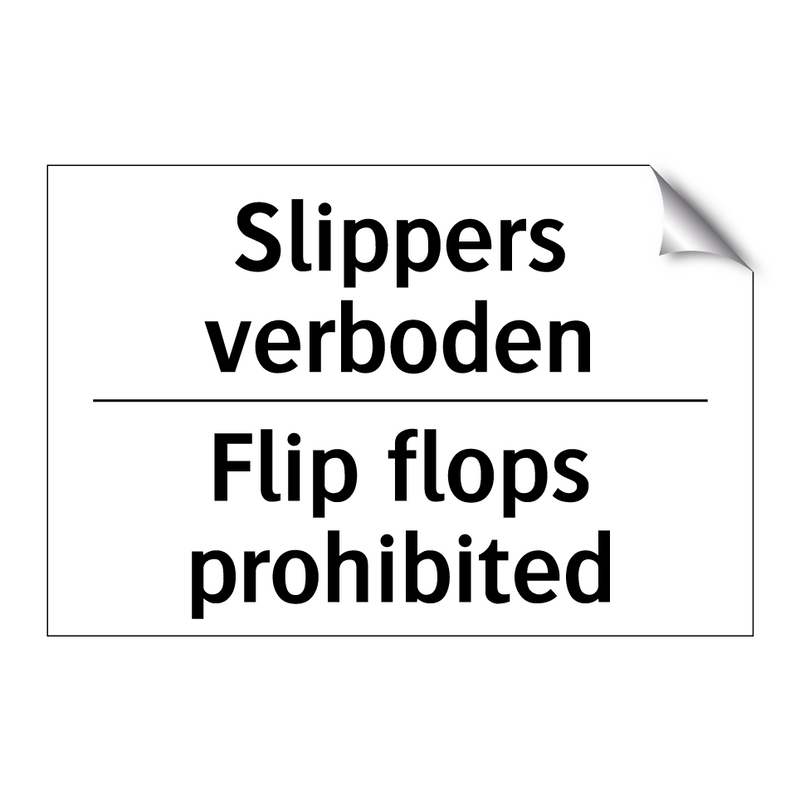 Slippers verboden - Flip flops prohibited