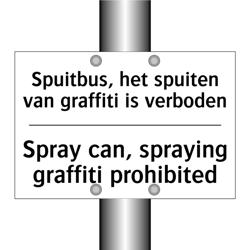 Spuitbus, het spuiten van graffiti /.../ - Spray can, spraying graffiti prohibited/.../