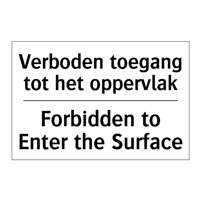 Verboden toegang tot het oppervlak/.../ - Forbidden to Enter the Surface