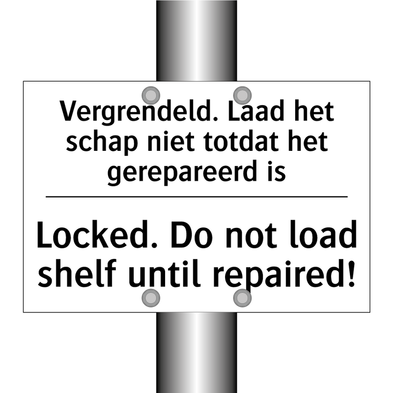 Vergrendeld. Laad het schap niet /.../ - Locked. Do not load shelf until /.../