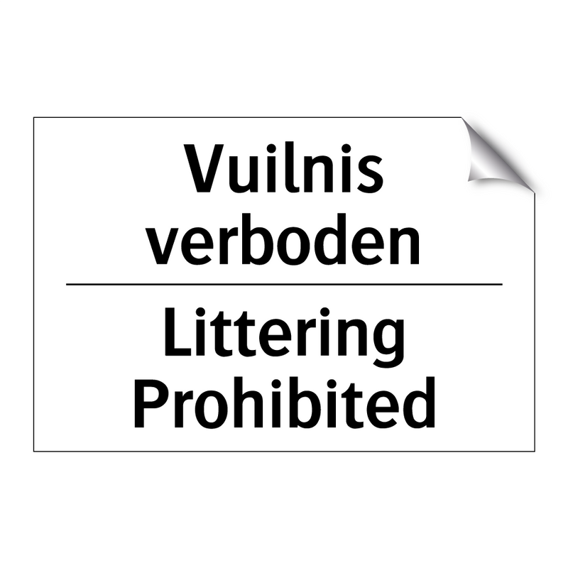 Vuilnis verboden - Littering Prohibited