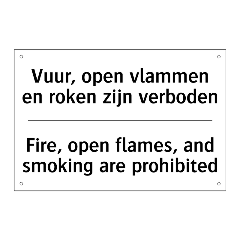 Vuur, open vlammen en roken zijn /.../ - Fire, open flames, and smoking /.../