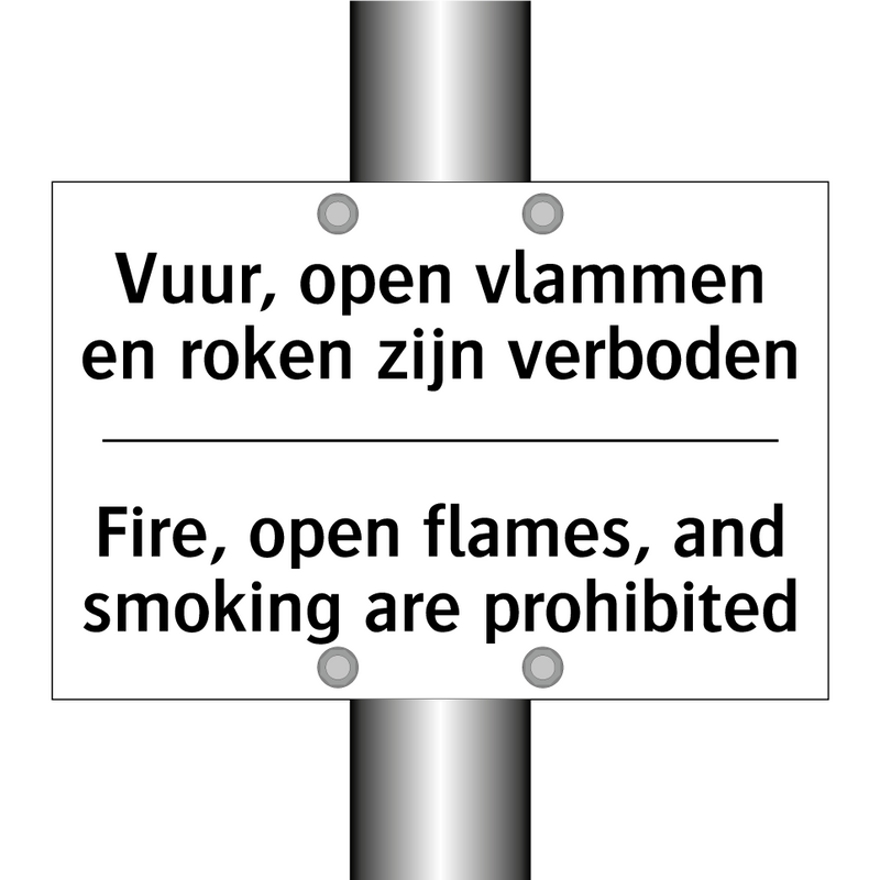 Vuur, open vlammen en roken zijn /.../ - Fire, open flames, and smoking /.../