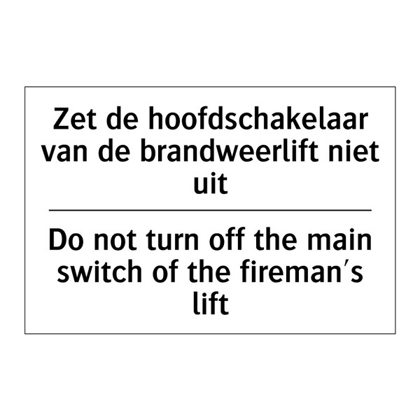 Zet de hoofdschakelaar van de /.../ - Do not turn off the main switch /.../