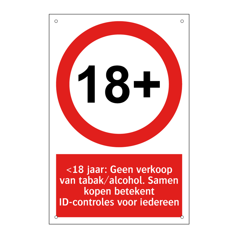 <18 jaar: Geen verkoop van tabak/alcohol. Samen kopen betekent ID-controles voor iedereen