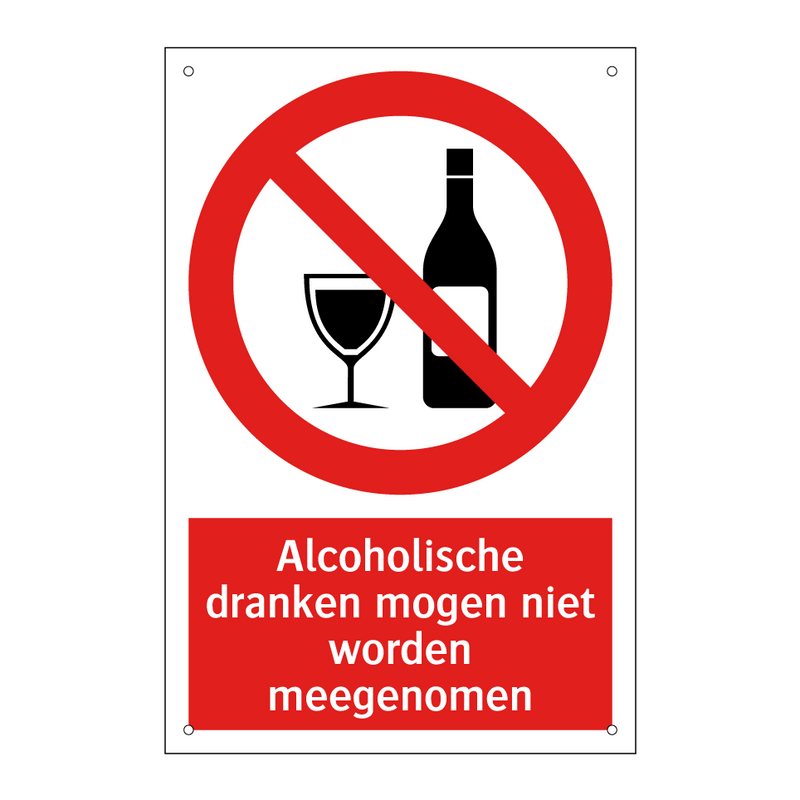 Alcoholische dranken mogen niet worden meegenomen