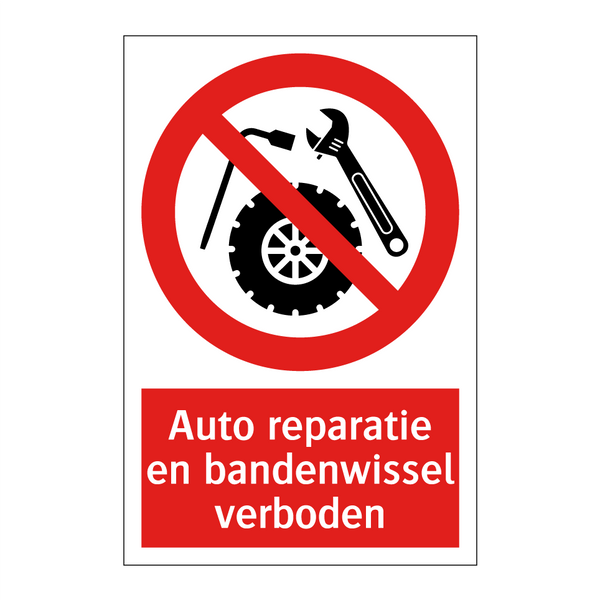 Auto reparatie en bandenwissel verboden