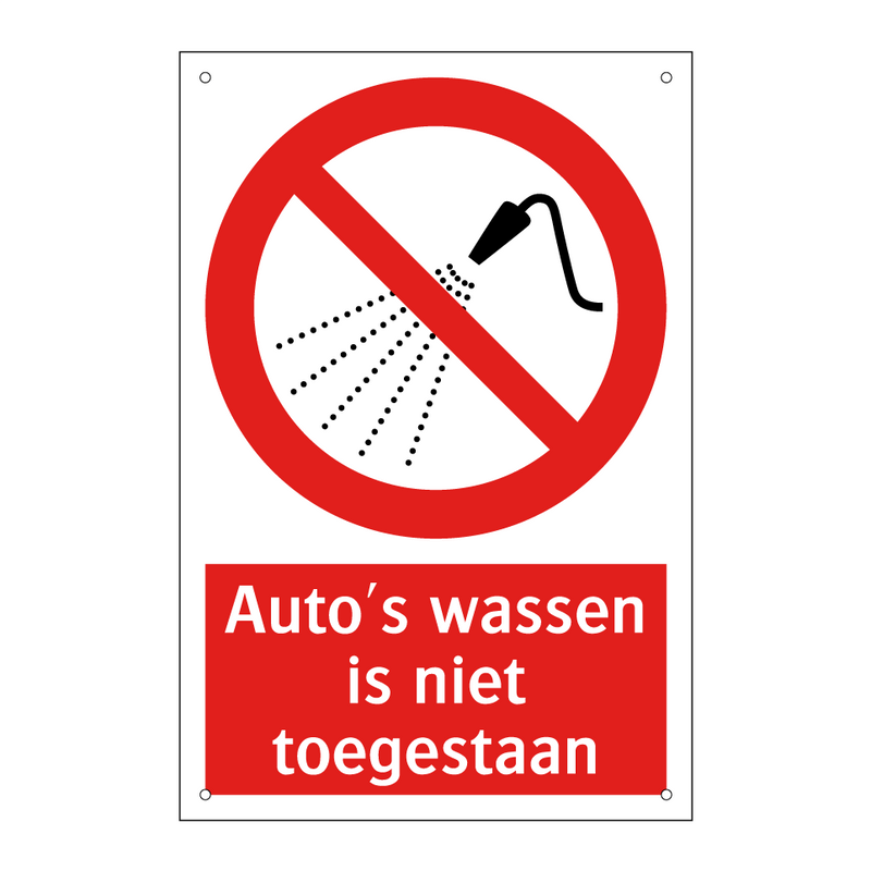 Auto's wassen is niet toegestaan