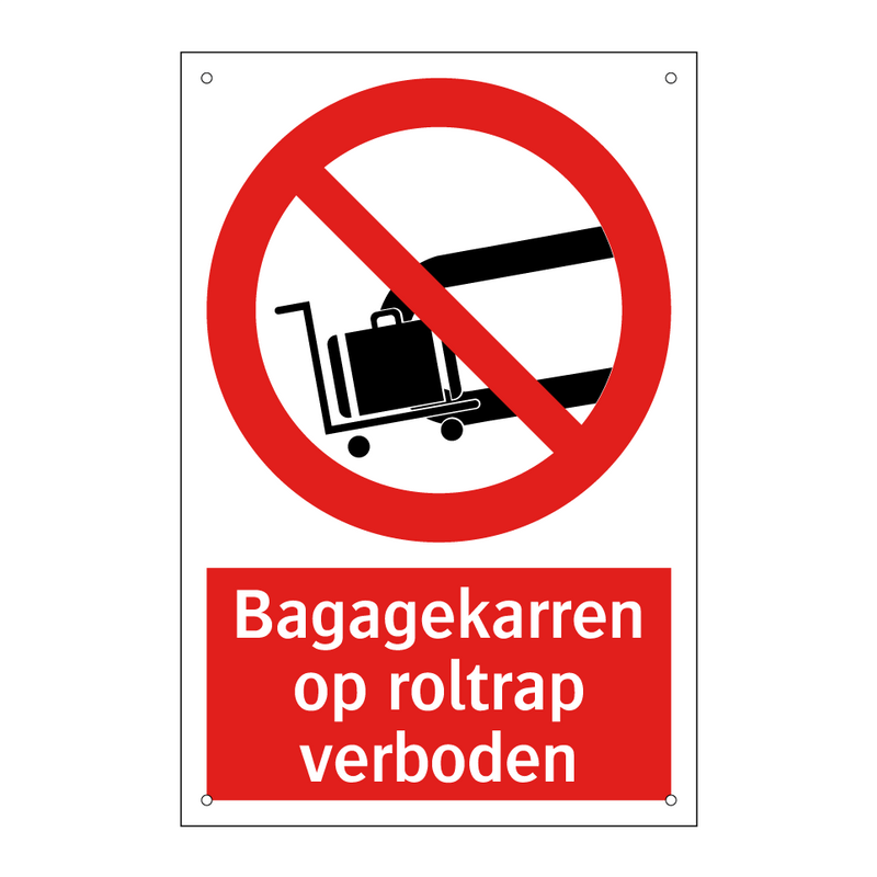 Bagagekarren op roltrap verboden