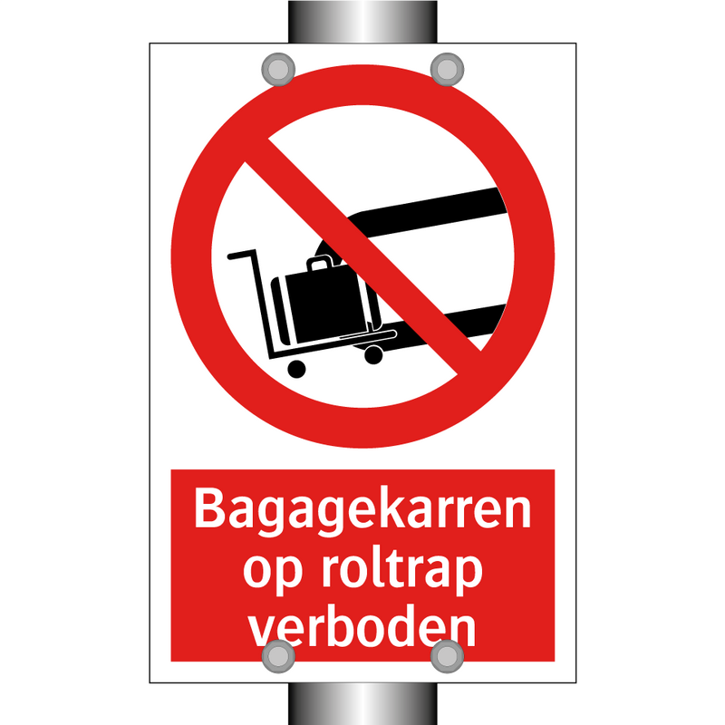 Bagagekarren op roltrap verboden