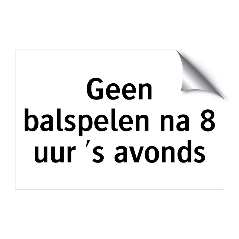 Geen balspelen na 8 uur 's avonds