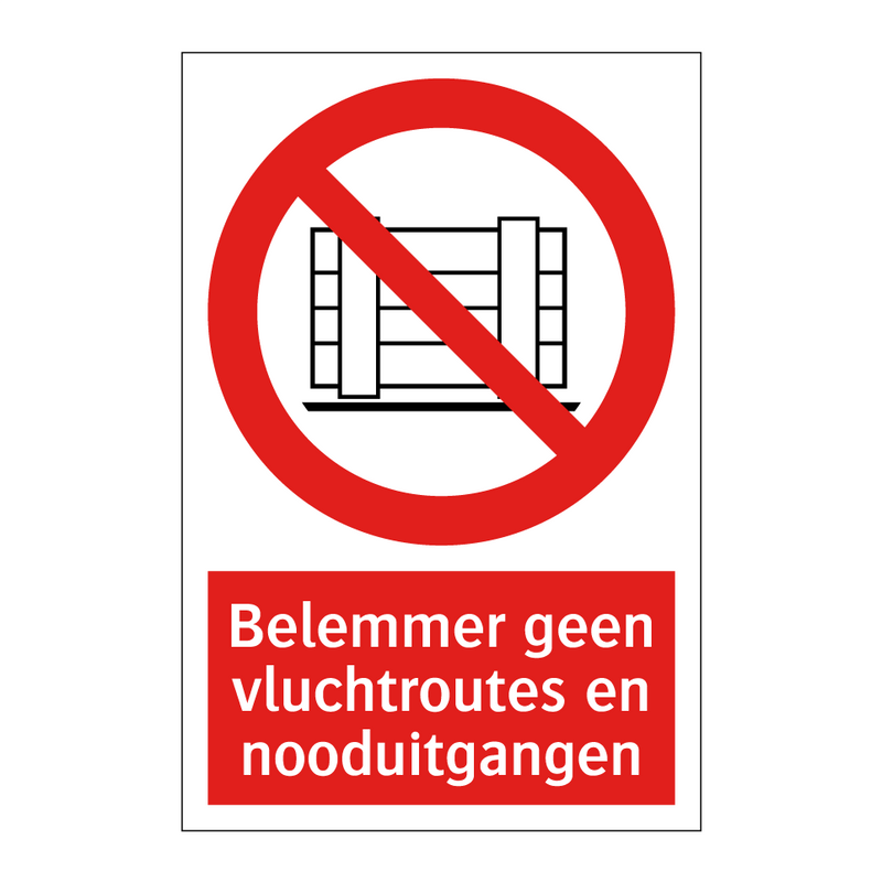 Belemmer geen vluchtroutes en nooduitgangen