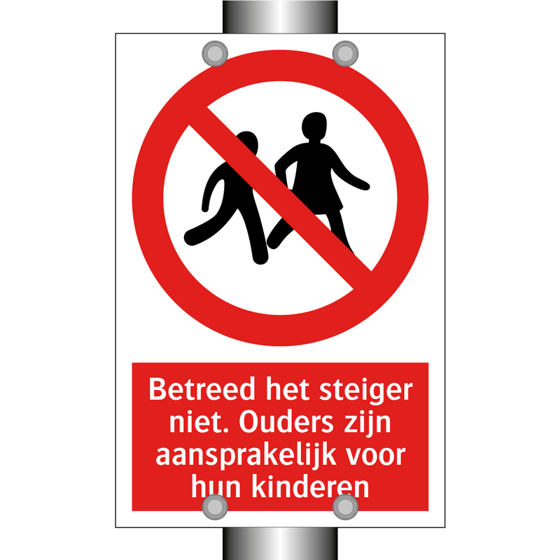 Betreed het steiger niet. Ouders zijn aansprakelijk voor hun kinderen