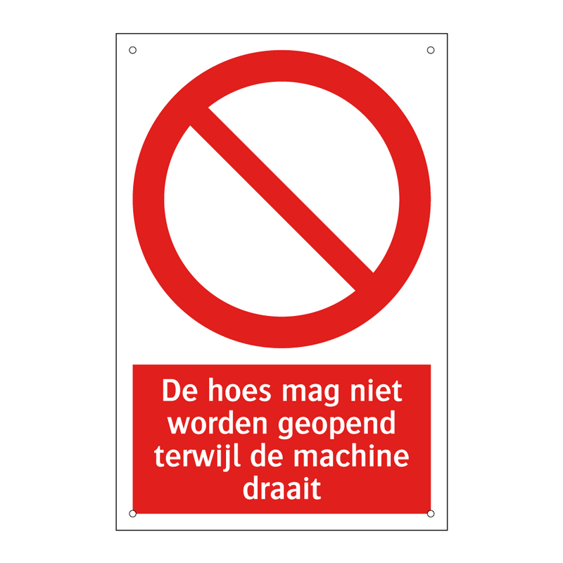 De hoes mag niet worden geopend terwijl de machine draait