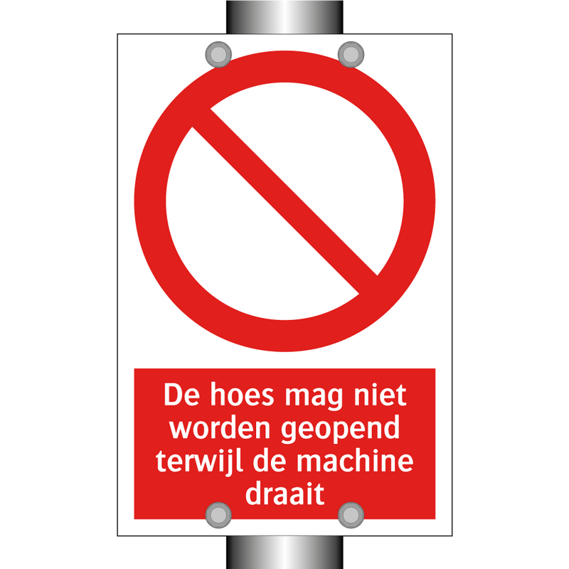 De hoes mag niet worden geopend terwijl de machine draait