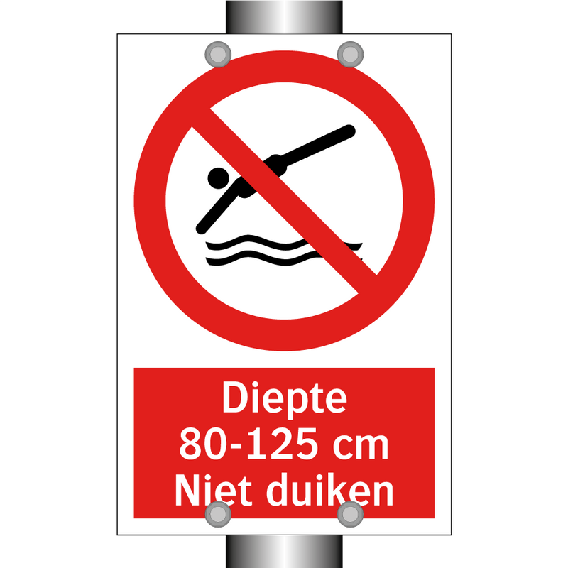 Diepte 80-125 cm. Niet duiken