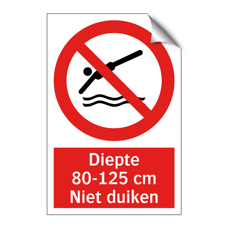 Diepte 80-125 cm. Niet duiken