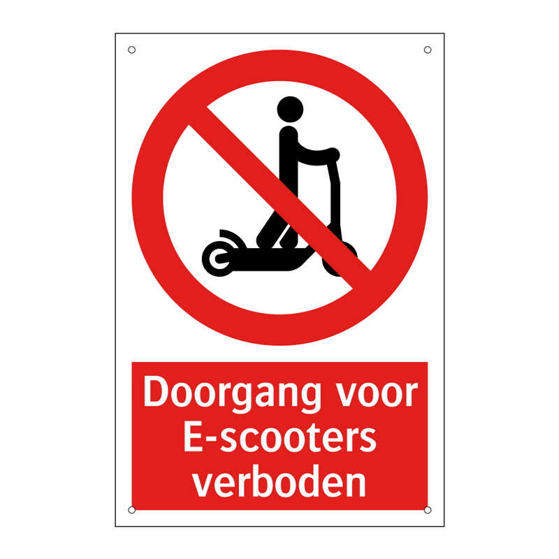 Doorgang voor E-scooters verboden