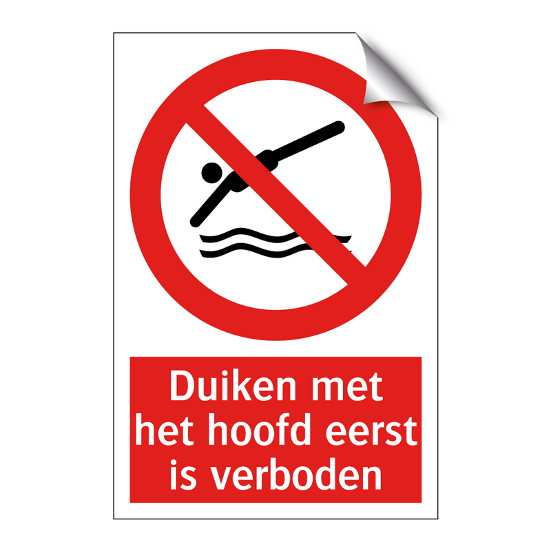 Duiken met het hoofd eerst is verboden