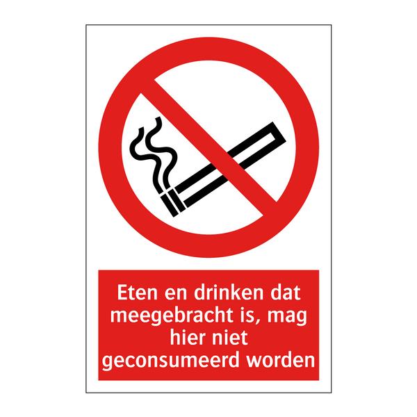 Eten en drinken dat meegebracht is, mag hier niet geconsumeerd worden