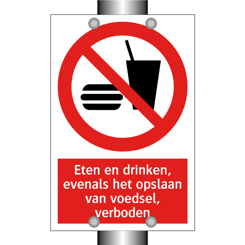 Eten en drinken, evenals het opslaan van voedsel, verboden