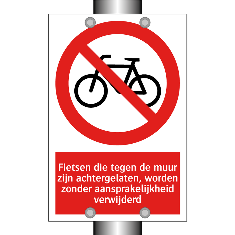 Fietsen die tegen de muur zijn achtergelaten, worden zonder aansprakelijkheid verwijderd