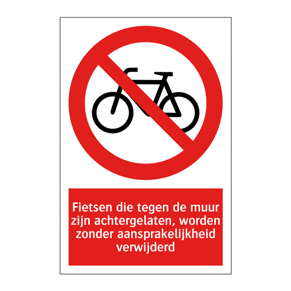 Fietsen die tegen de muur zijn achtergelaten, worden zonder aansprakelijkheid verwijderd