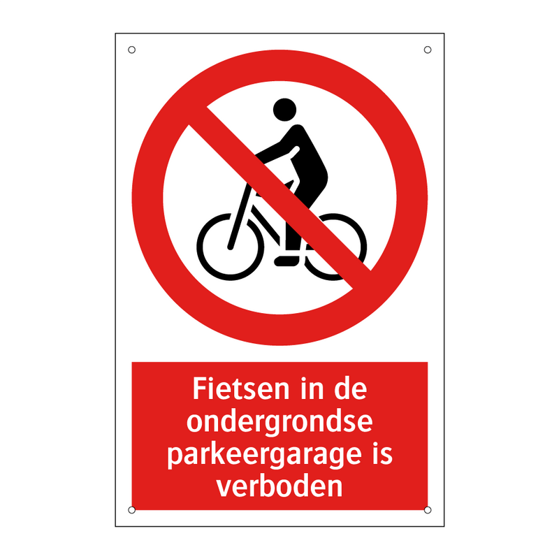 Fietsen in de ondergrondse parkeergarage is verboden