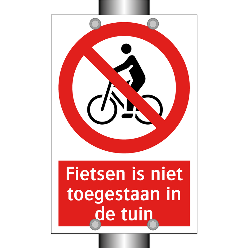 Fietsen is niet toegestaan in de tuin