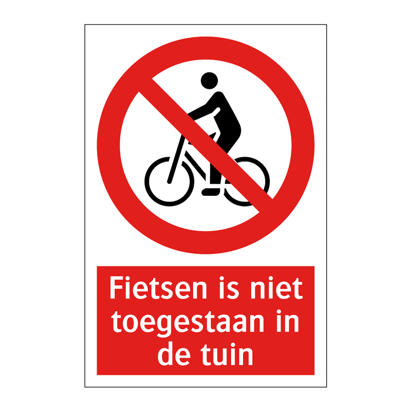 Fietsen is niet toegestaan in de tuin