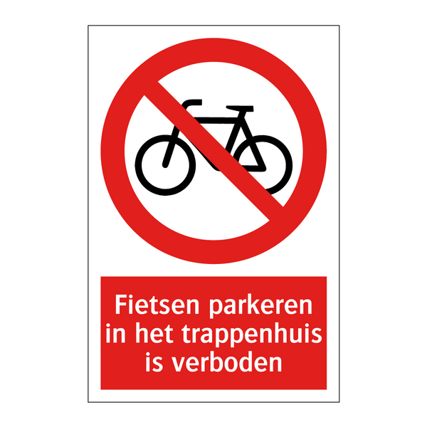 Fietsen parkeren in het trappenhuis is verboden