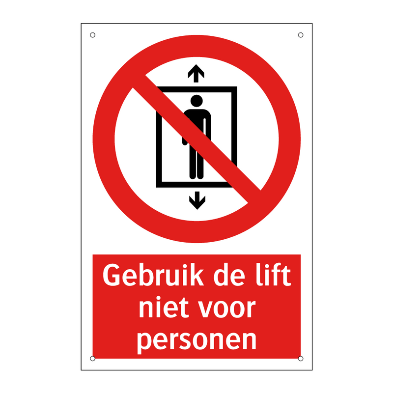 Gebruik de lift niet voor personen