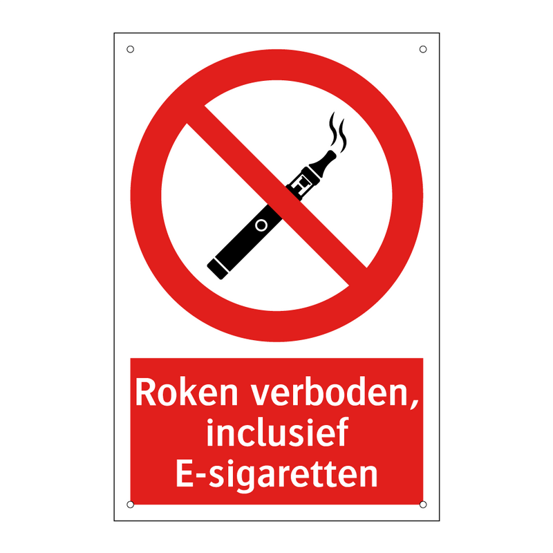 Roken verboden, inclusief E-sigaretten