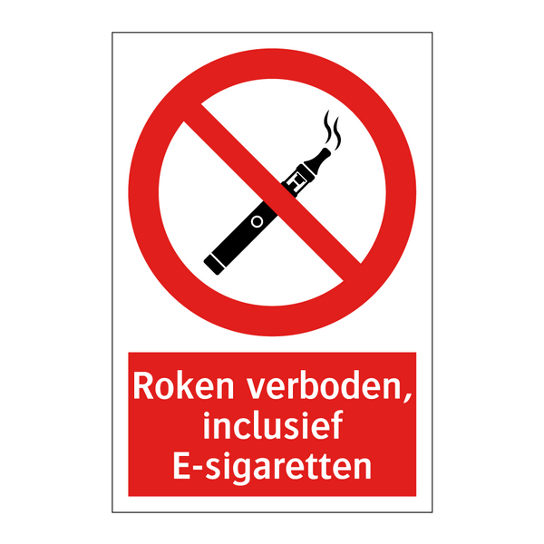 Roken verboden, inclusief E-sigaretten