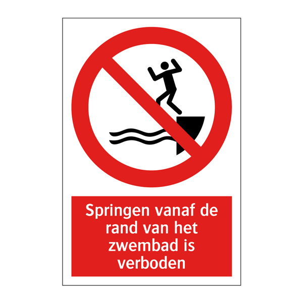 Springen vanaf de rand van het zwembad is verboden