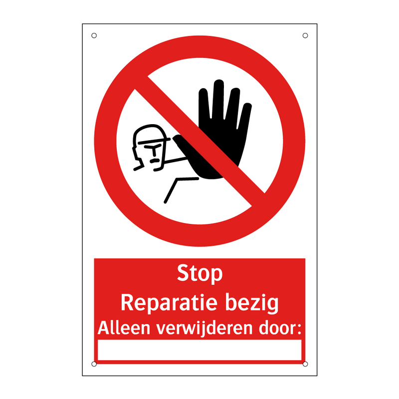 Stop. Reparatie bezig. Alleen verwijderen door XX