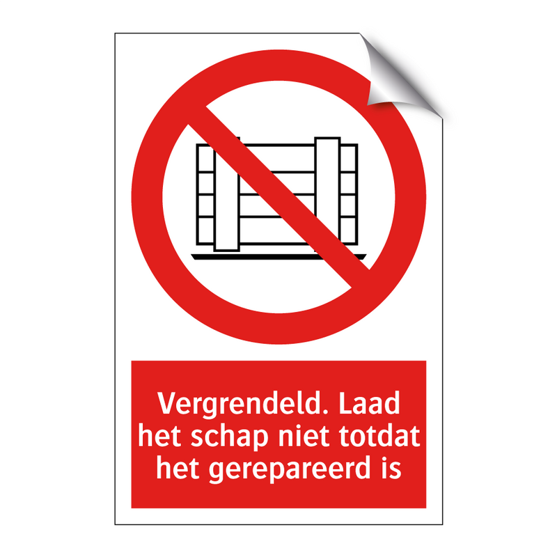 Vergrendeld. Laad het schap niet totdat het gerepareerd is