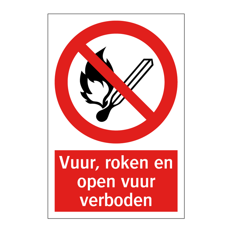 Vuur, roken en open vuur verboden