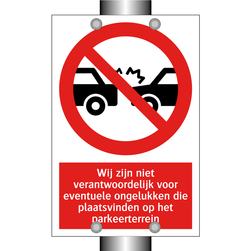 Wij zijn niet verantwoordelijk voor eventuele ongelukken die plaatsvinden op het parkeerterrein