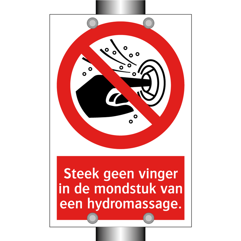 Steek geen vinger in de mondstuk van een hydromassage.