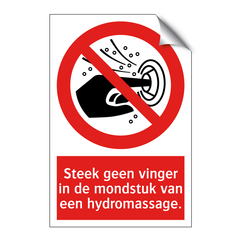 Steek geen vinger in de mondstuk van een hydromassage.